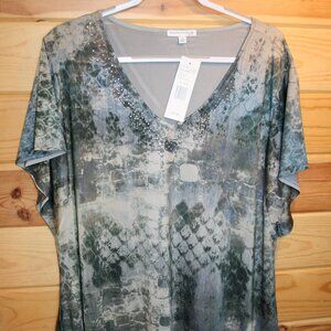 NWTS Notations Green/Black Geometric Top Size 3X